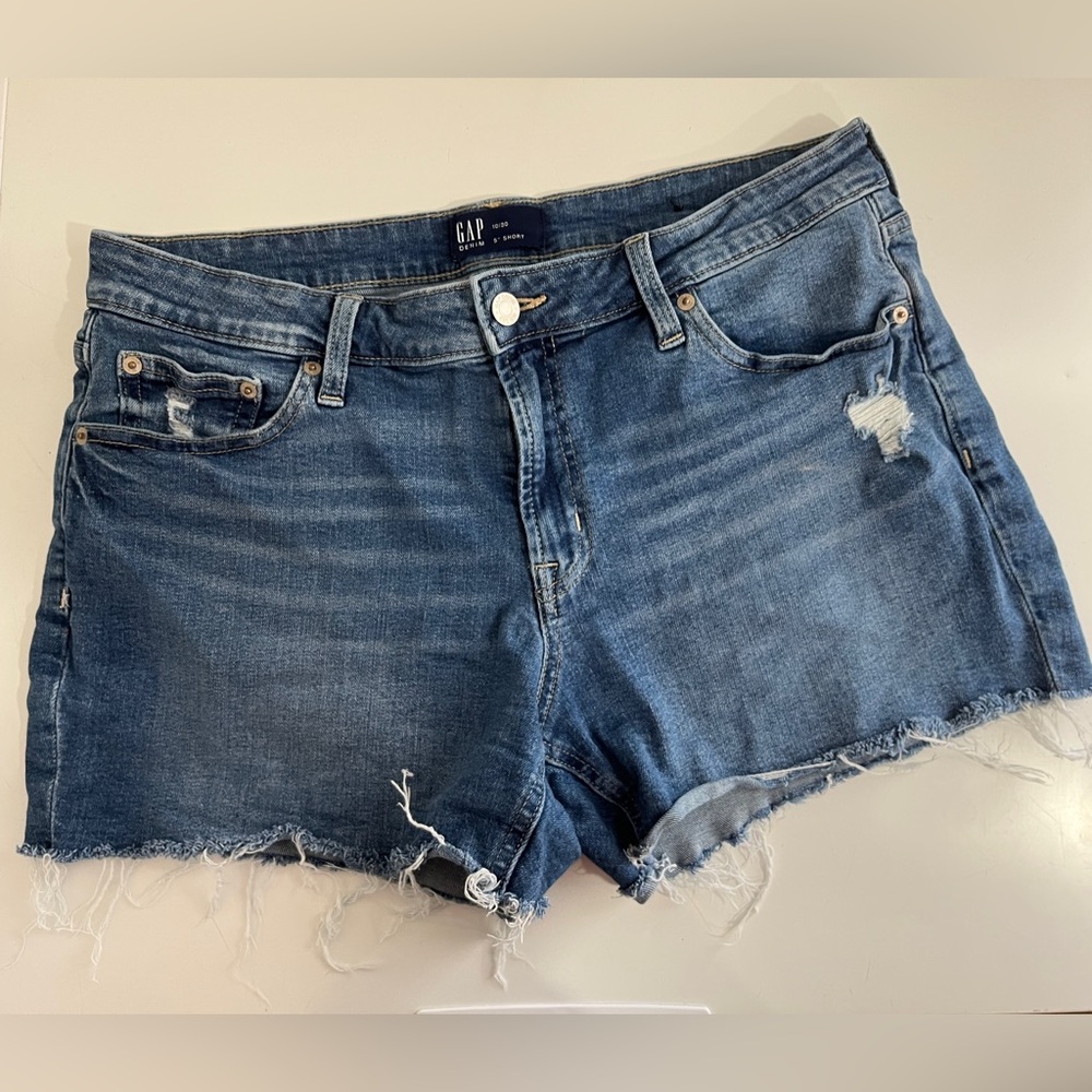 GAP Women's Blue Distressed Denim Shorts